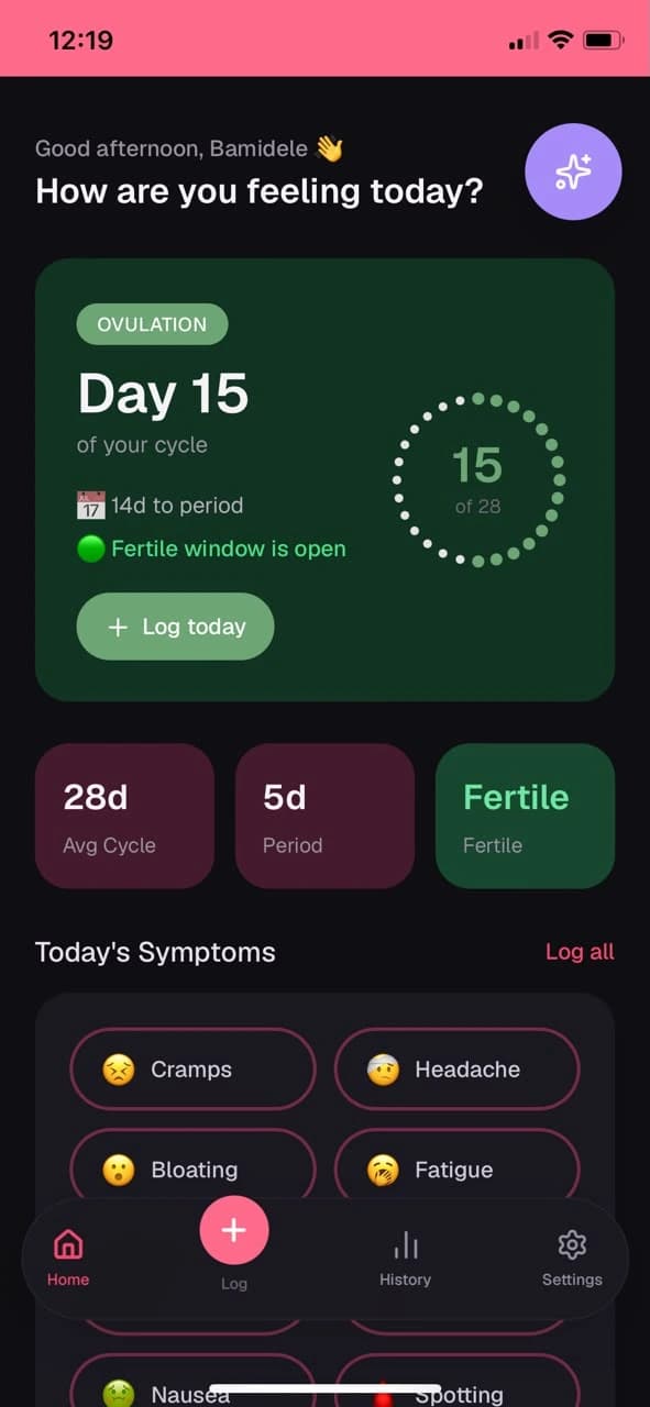 Luna app dashboard screenshot